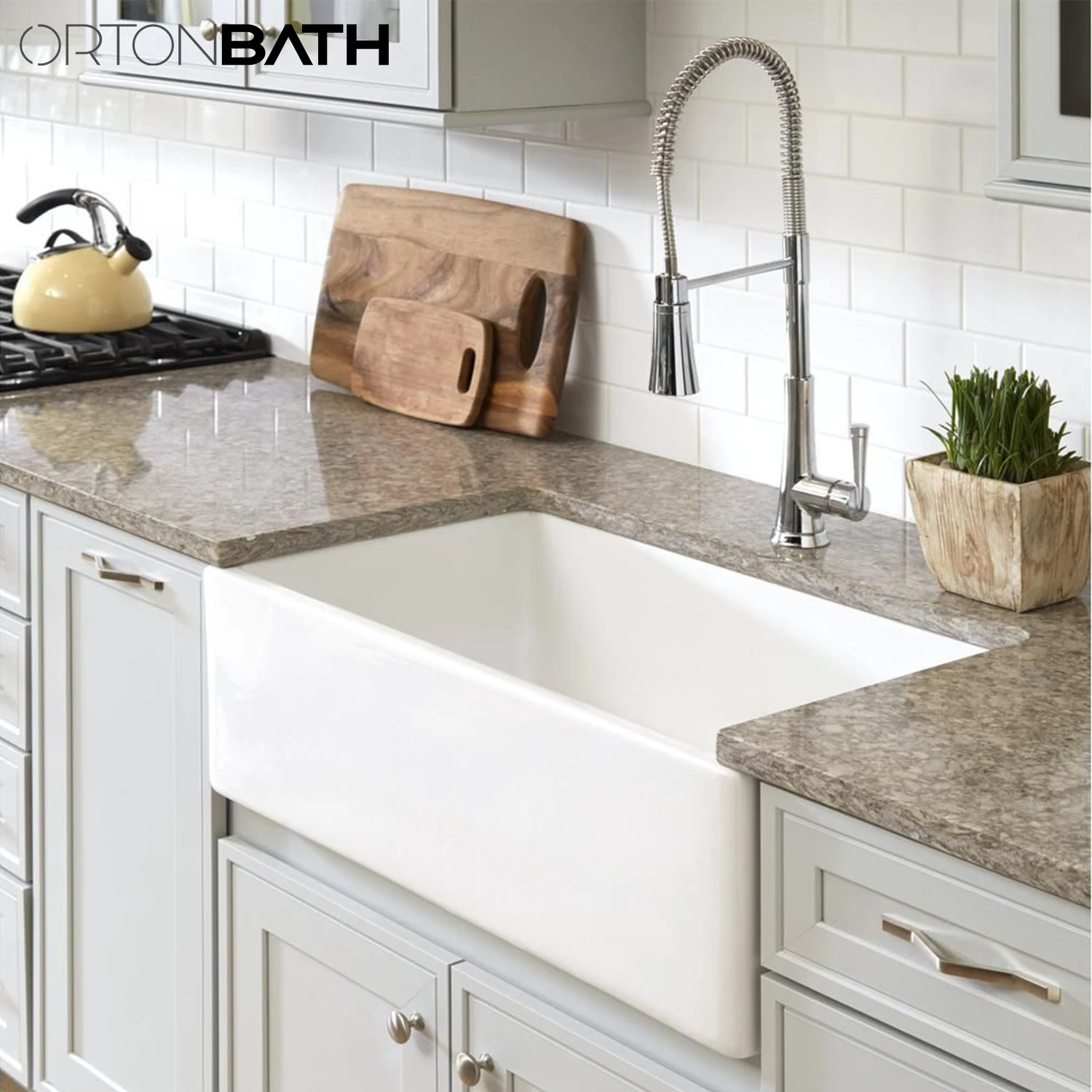 ORTONBATH Kitchen Sink High Quality Ceramic Single Bowl Embedded Dishwashing Basin American Style Sink