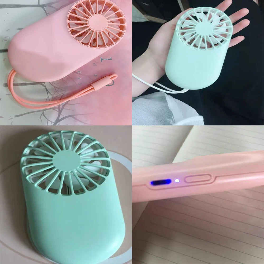 New Pocket Fan USB Charging Mini Handheld Fan Outdoor Lanyard Portable Small Fan for outdoor or indoor
