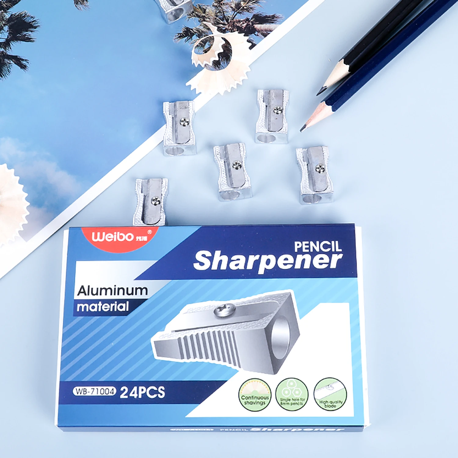 Weibo Hot sale Mini Pencil Sharpener one hole metal Pencil Sharpening tool stationary for students and kids