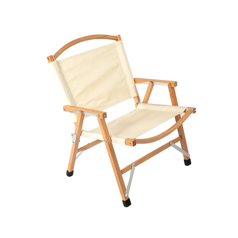 Camping Long White Wooden Beech Outdoor Furniture Fishing Chairs Folding Portable Kermit Chairs