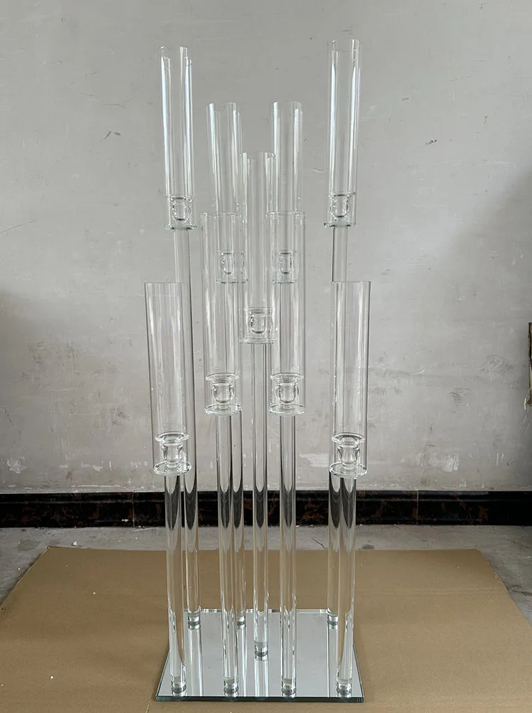 MH-TZ0598  9arm morden crystal  candelabara wedding centerpieces crystal candlestick candle holder