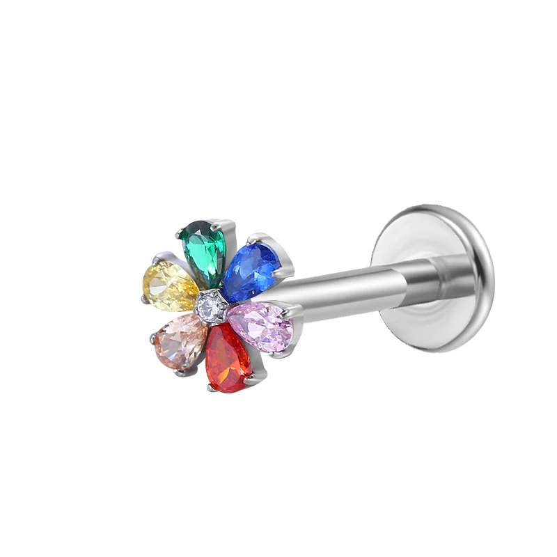 ASTM F136 Implant Grade Titanium Polished Gold Labret Nose Septum Ring Helix Cartilage Earring Titanium Piercing Jewelry