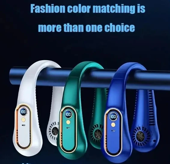 High quality Cooling Fan USB Rechargeable Leafless Portable Folding Sports Hanging Neck Fan