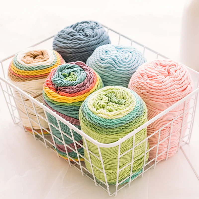 YarnCrafts hot sale rainbow cotton and acrylic blend color crochet cake yarn ball
