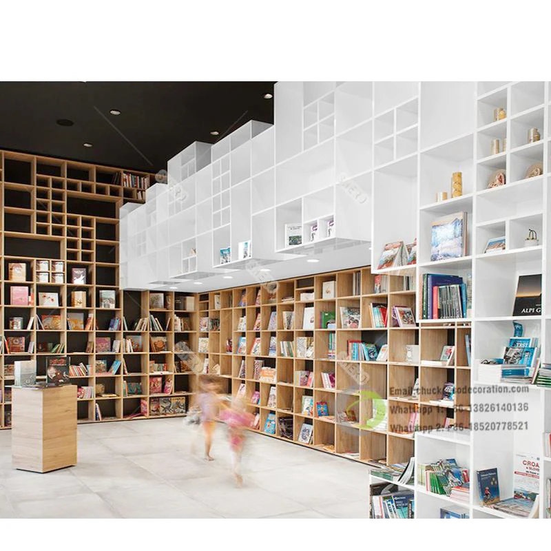Library Shelving Wall Mounted Stationery Display Shelf Customized Book Store Furniture Stationery Store Design
