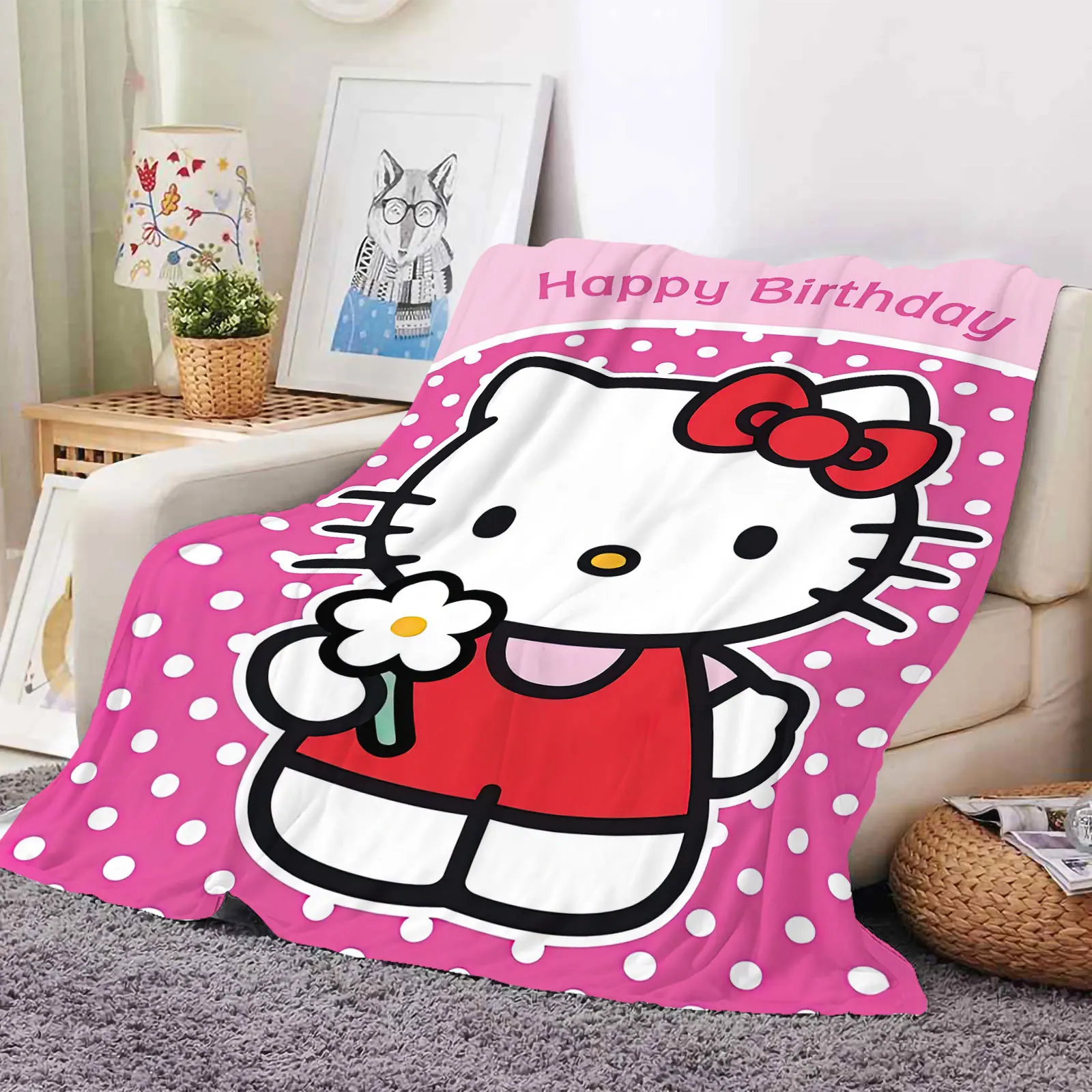 New Design Custom Silk Touch Cozy Fuzzy Fluffy Plush Fleece Throw blanket double air conditioning blanket baby KT padded