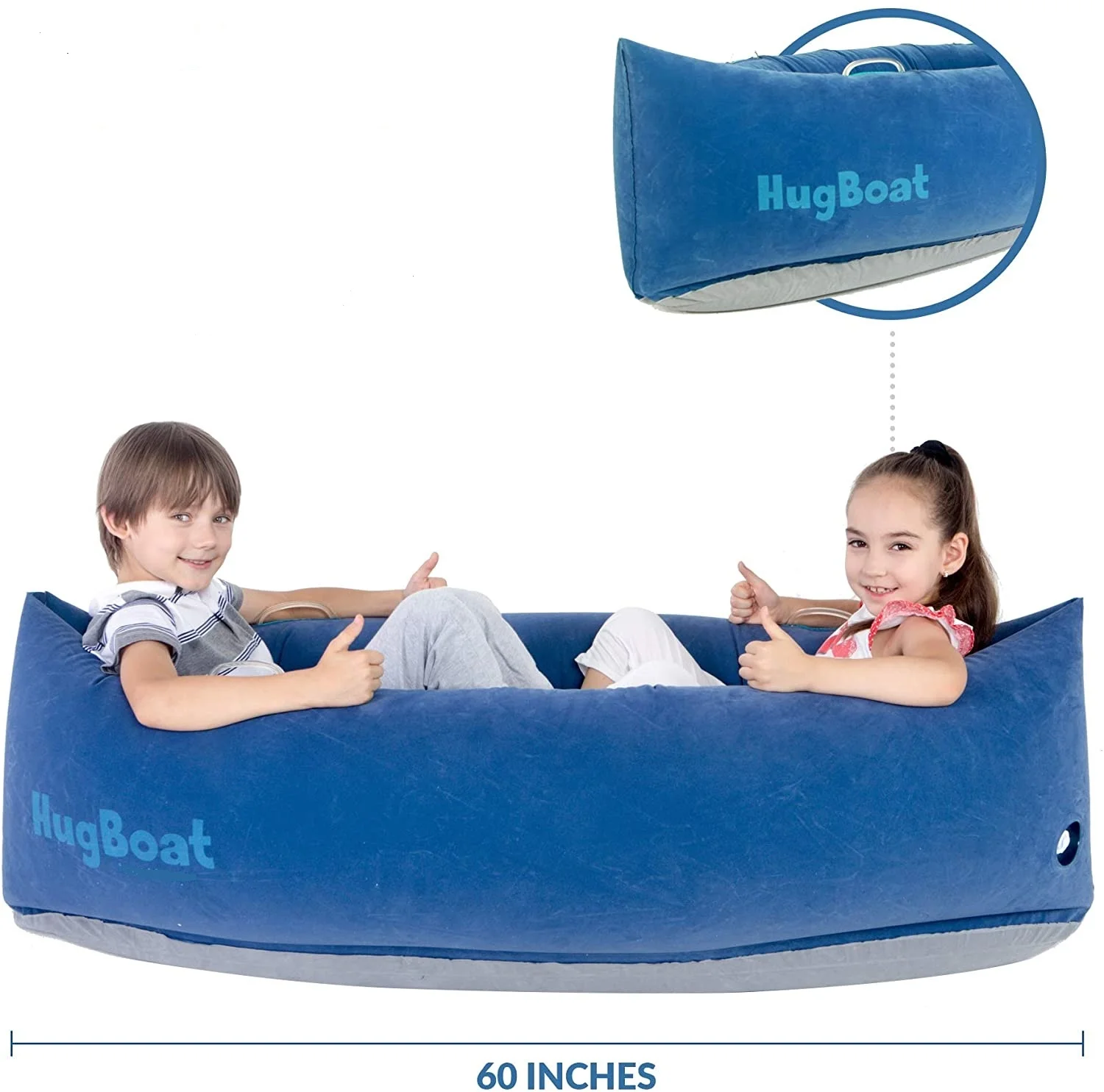 Autistic children sensory toy single inflatable sofa bed flocking pvc hug boat