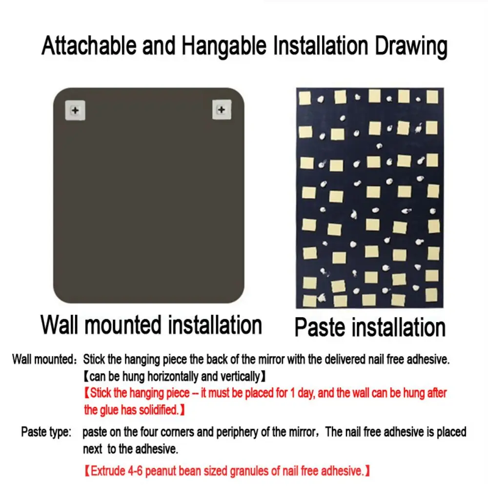 Factory Sticker Furniture Wall Adhesive Coaster Pocket Half Round Compact Wavy Full Length Home Decor Mirror