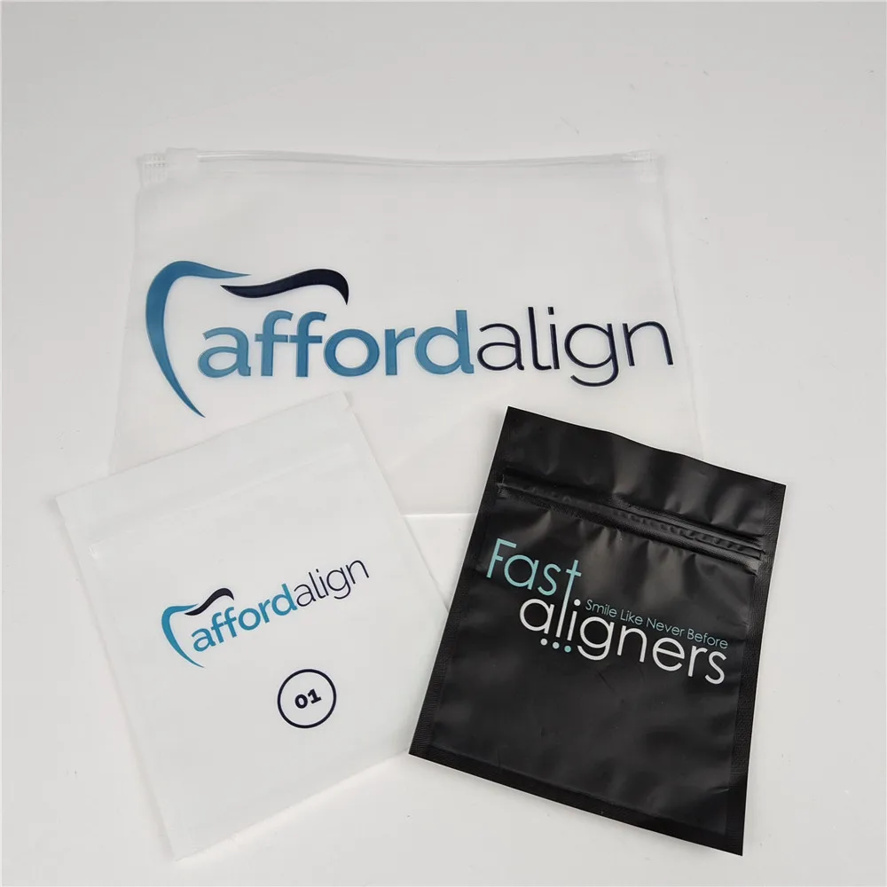 Custom Teeth Aligners Packaging Bags Three Side Seal Zip lock Reusable Aligner Packaging Zipper Sachet Aligner bag
