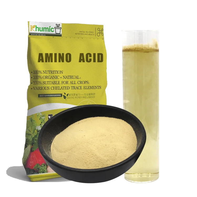 Khumic 100% water soluble amino acids importer organic fertilizer yellow  Amino Acid  powder for agriculture