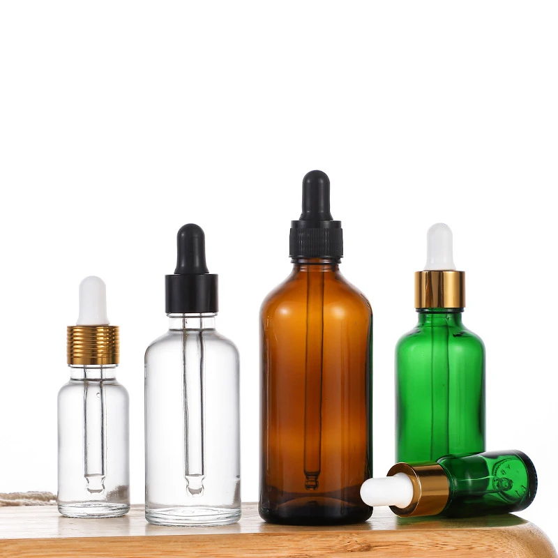 Dropper Bottle Amber Glass 5-100ml Golden Cover Liquid Reagent Pipette Bottle