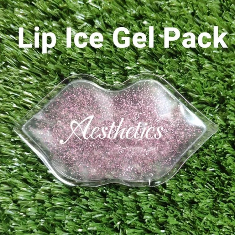 Reusable Hot Cold Gel Packs with Glitter Lip Shape Ice Gel Pack pink Mini lip Shaped Beauty Gel Custom Lip Ice Pack