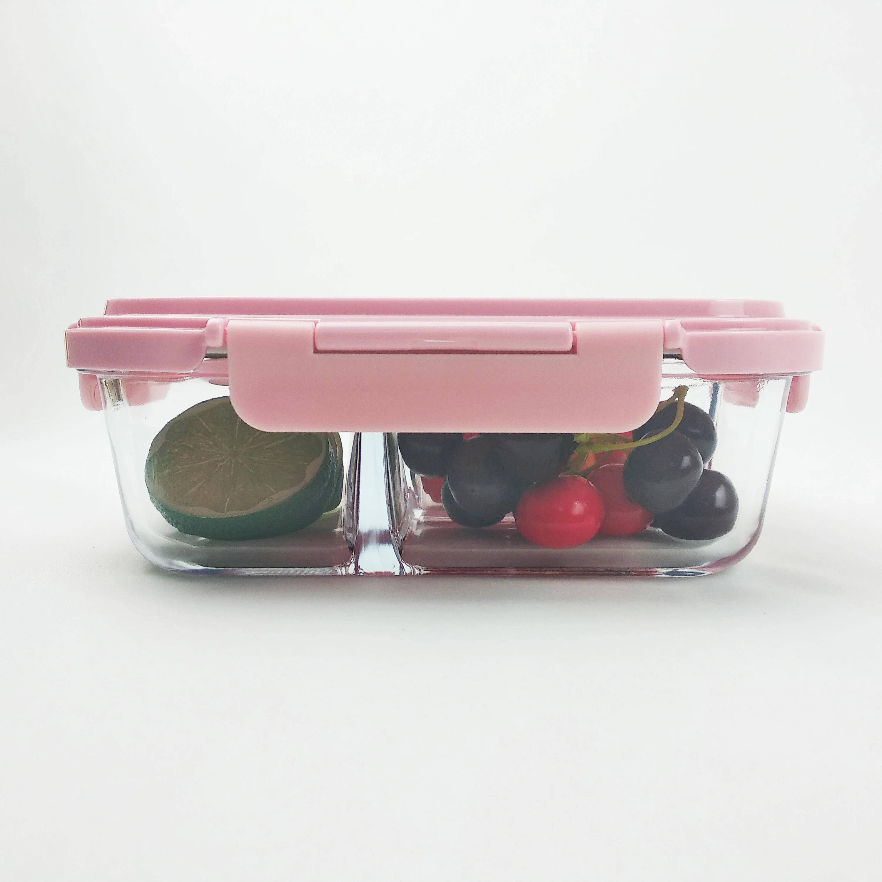 Factory Price 3 Compartment Takeaway Glass Lunch Box Storage Container with Spoon And Fork