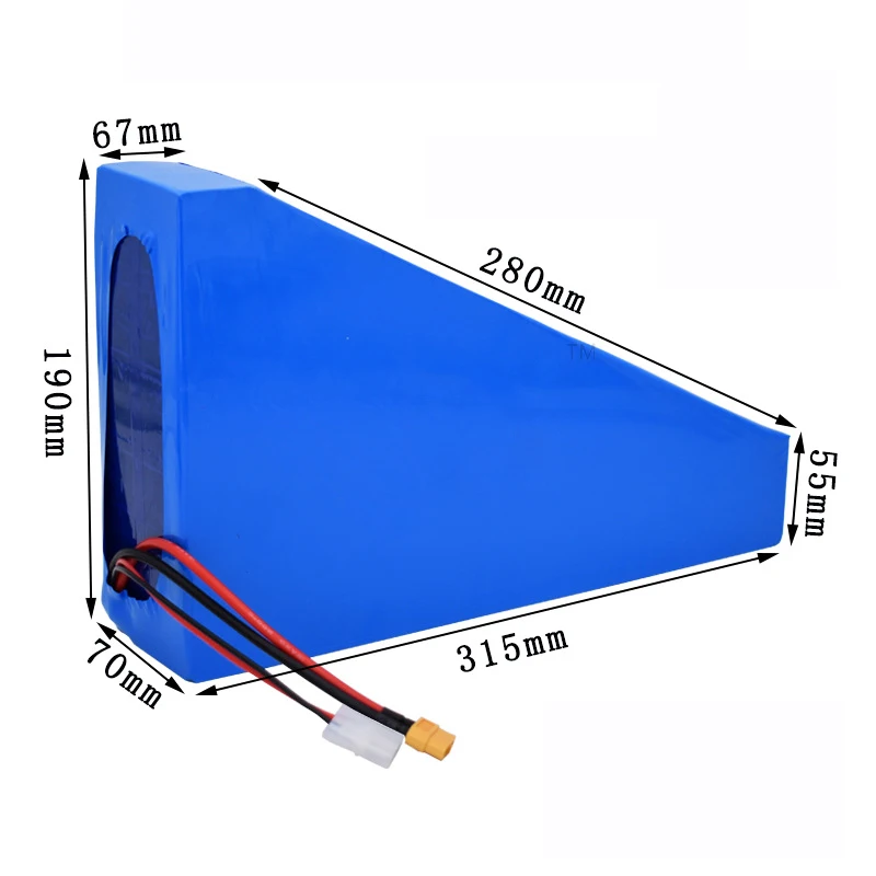 New Arrival Customized 48V to 72V 15Ah 17Ah 20A to 40ah Rechargeable Triangle Lithium Ion Battery Pack for Mountain Ebike