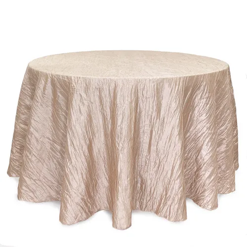 Fancy Round tablecloth 132 inch Wedding Pink Crinkle Taffeta Tablecloths