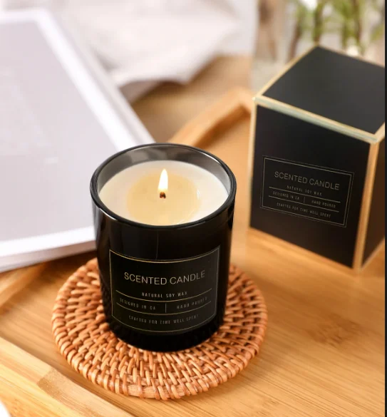 Hot Selling Small Black Soy Wax Aromatherapy Candle Cheap Halloween & Yoga Rose-shaped Diffuser Organic And Eco-Friendly