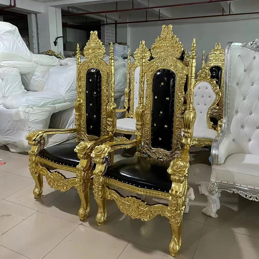 Luxury Gold And Black Big Wedding Throne Chair For Bride And Groom Marriage Use