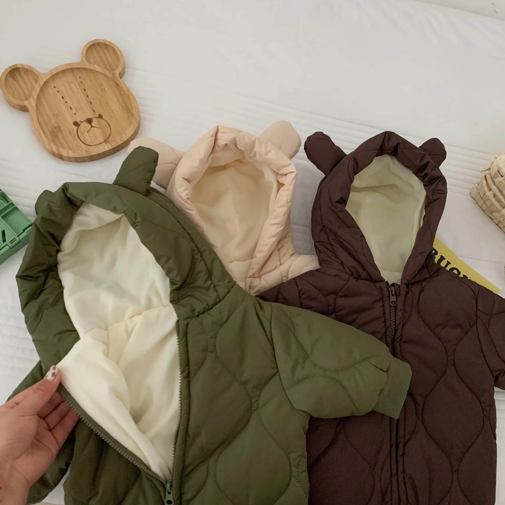 plus velvet padded cotton clothing newborn boy warm  ins baby clothes autumn and winter suit