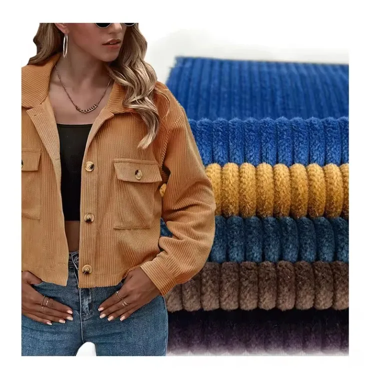 OEKO Tex BCI Certified Inventory 98% Cotton 2% Aramid Elastic Color Custom 4.5W Velvet Dress Pants Jacket Fabric