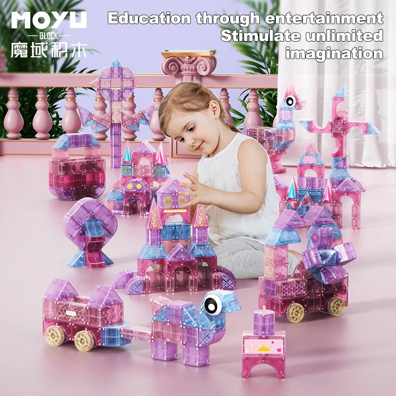 High Quality Transformable Magnetic Sticks tiles Building Blocks Educational Games Princess Magnetic Blocks Toys For Children