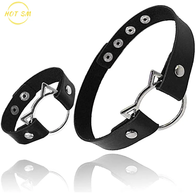 
Leather Choker and Bracelet Collar Sexy Soft PU Cat Punk Choker Necklace for Women Girls pu chocker pu bracelet leather chocker 