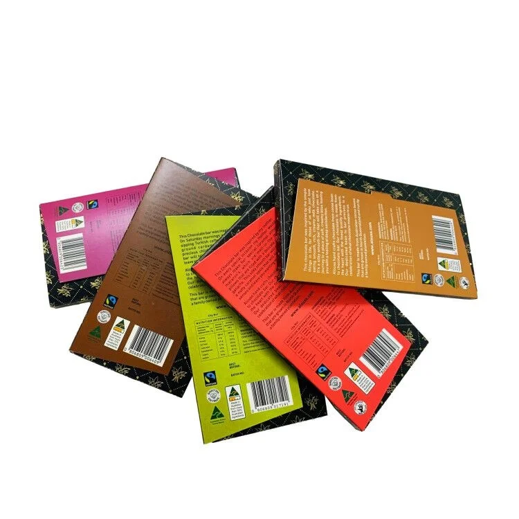 Custom luxury matte black flat pack chocolate bar gift paper boxes