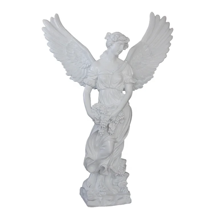 Hand carved white marble cemetery angel statue life size angel statue life size garden statues