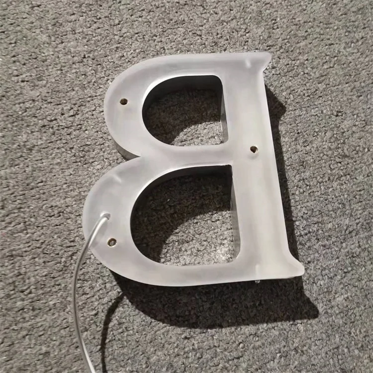 3D Lighting Acrylic Mini sign brushed sliver Led Signage Letter Steel LED Channel Letter Sign Custom shop store