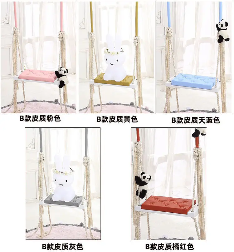 chaozhou great  INS Style Indoor Hanging Swing Chairs Lovely Rope and Cushion Design for Girl Kids Baby Toys and Party Novelties