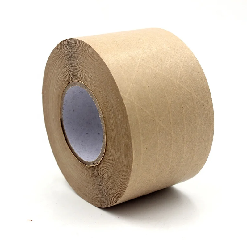 Custom free sample Eco Friendly printed water activated reinforced gummed kraft paper tape logo white kraft paper tape