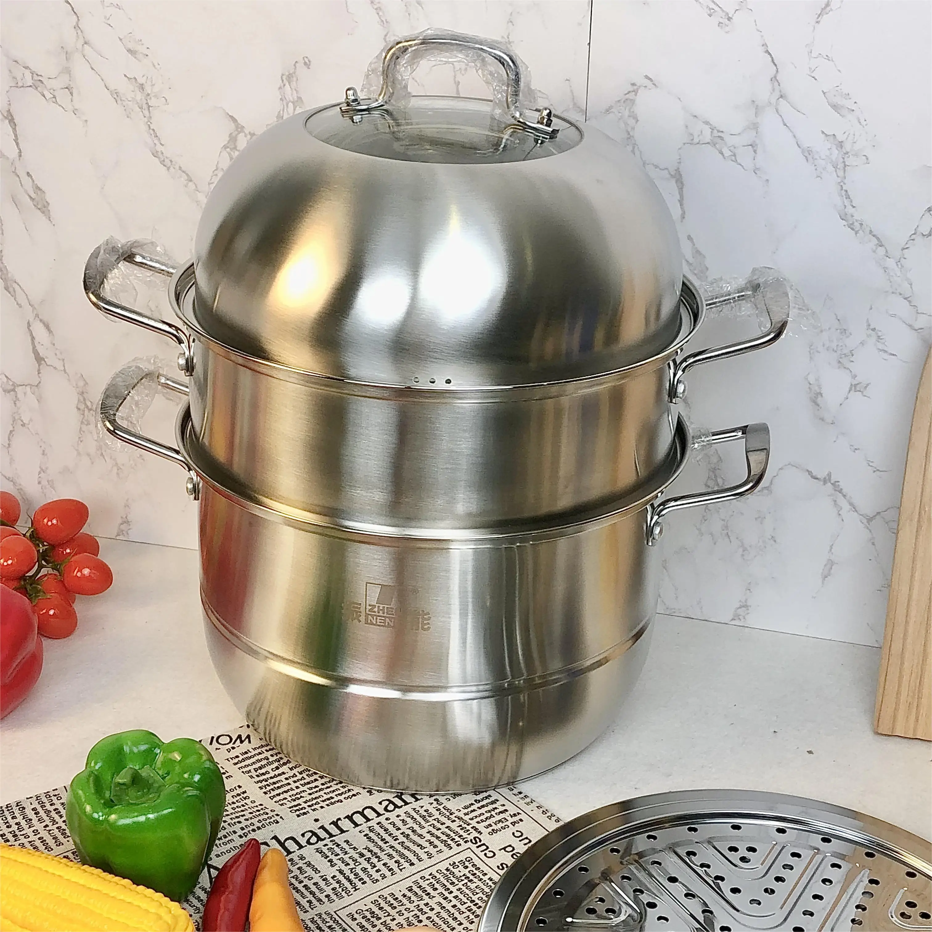 Wholesale hotel restaurant Stainless steel multi-layer steamer pot with handle