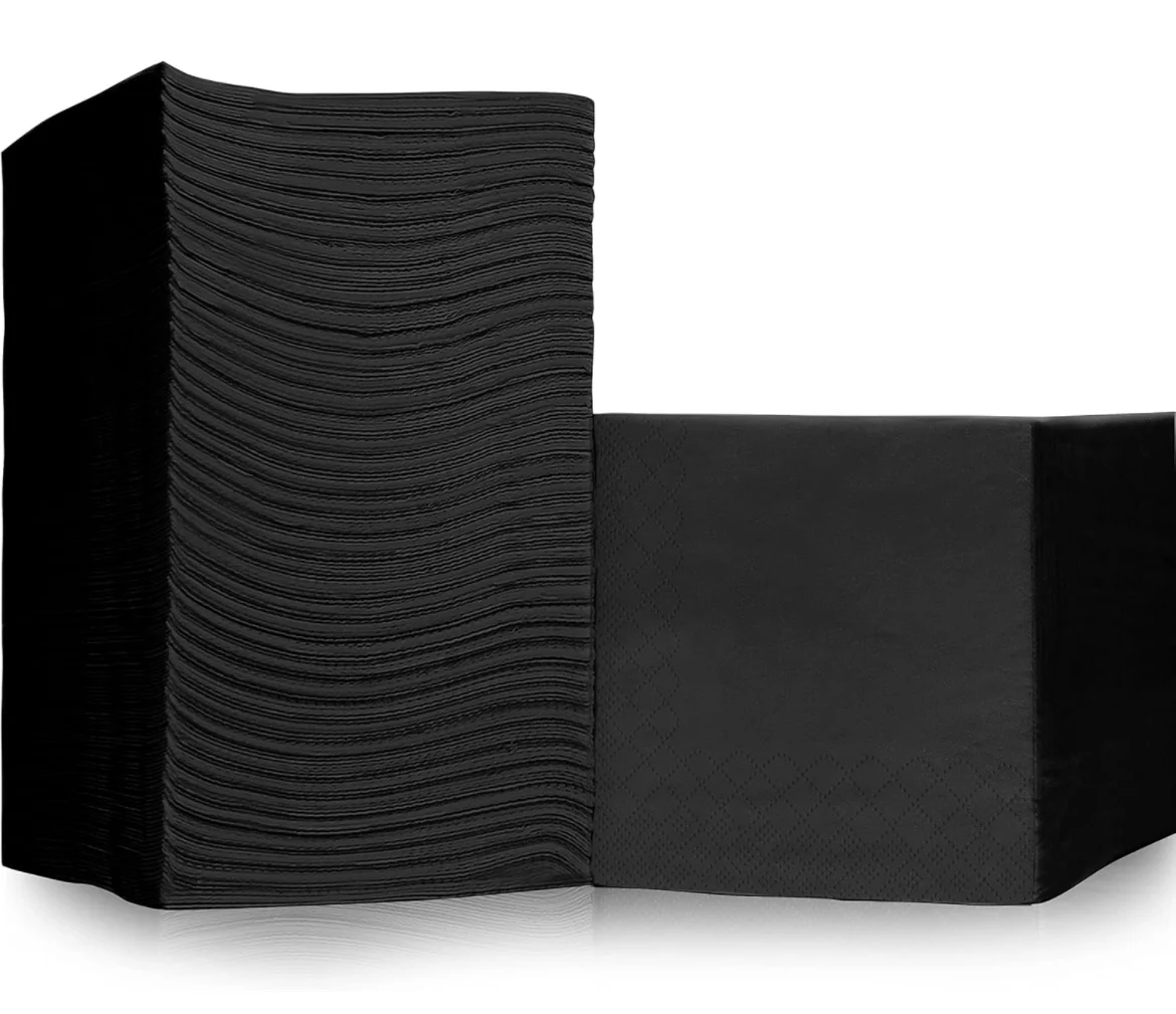 Buy high quality Black Tissue Coffee Shop Custom napkins, disposable black napkins with logo