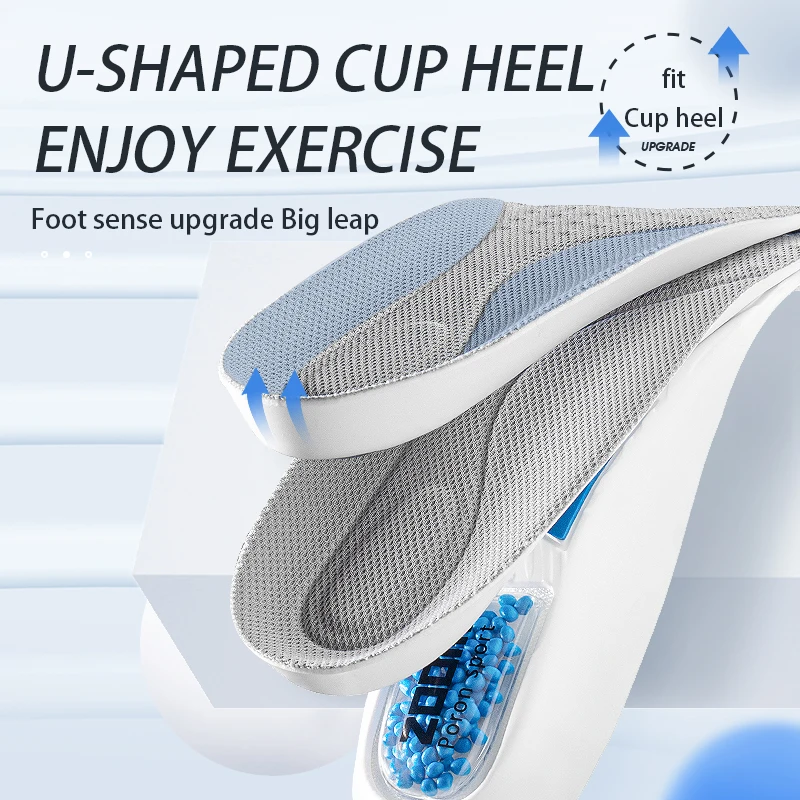 Wholesale full palm non slip insolation zoom air cushion PORON dual rebound damping sports insoles U cup heel MOQ 1 PAIR