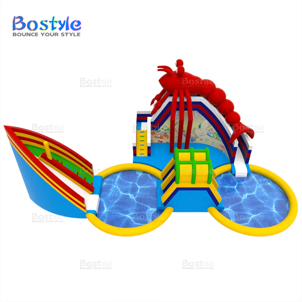 Popular Kids Ground Inflatable Theme Park Inflatable Water Park Games with Double Slide Pools Land Inflatable Aqua Park