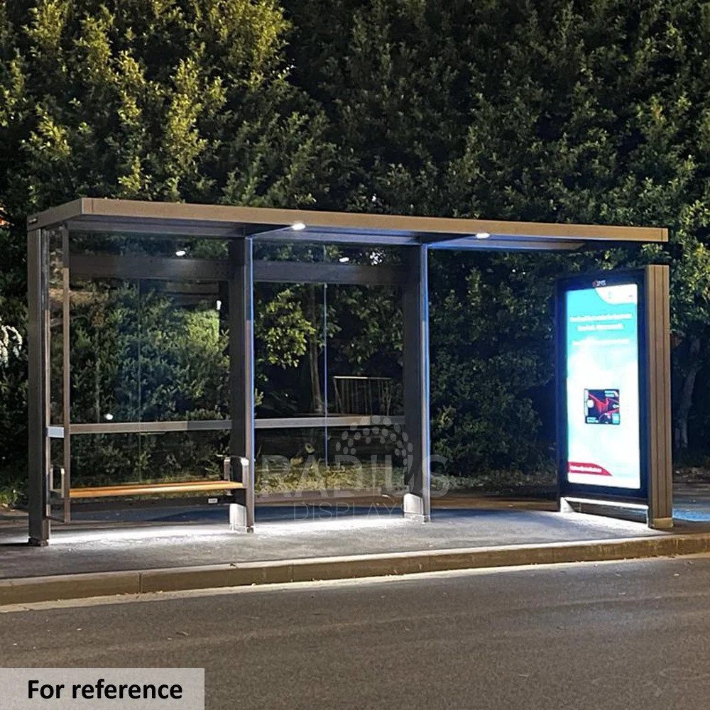 Modern Design Bus Stop Passenger Waiting Shelter Consctrusion Information Smart