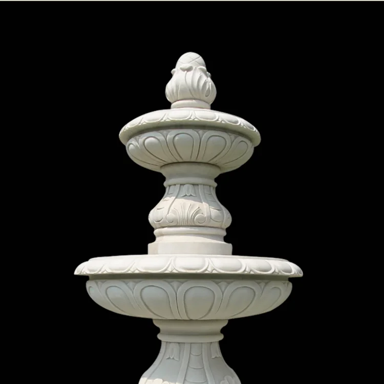 Hand Carved Large Outdoor Garden White Grey Granite Stone Pool 3 Tier Marble Water Fountain