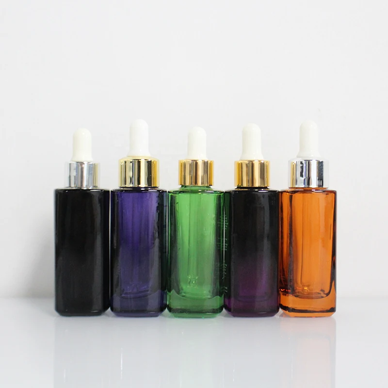 15ml 30ml 50ml 100ml flat shoulder pastel yellow pink green thick hair oil serum glass dropper bottle with box essential oil