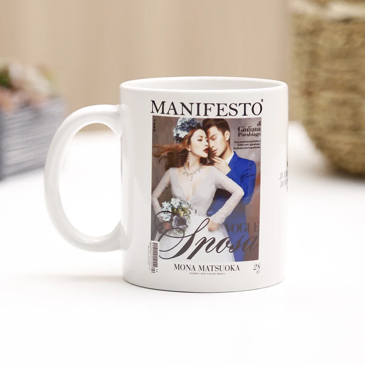 White Colored Ceramic Classic Coffee Mugs Large Handles with 11oz Capacity