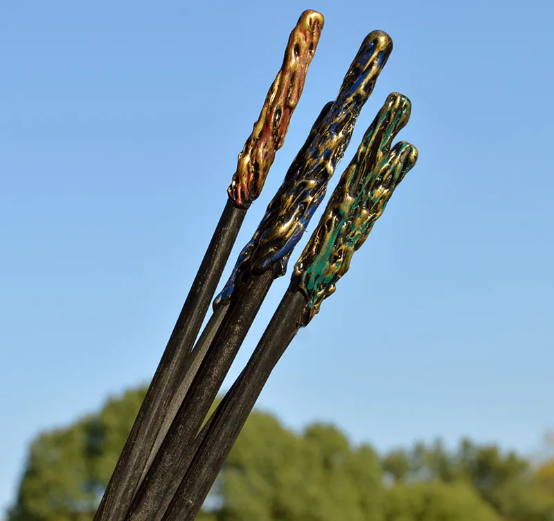 32cm Natural Crystal Fairy Wand Gravel Double Headed Magic Wand Retro Wiccan Accessory Magic Wand