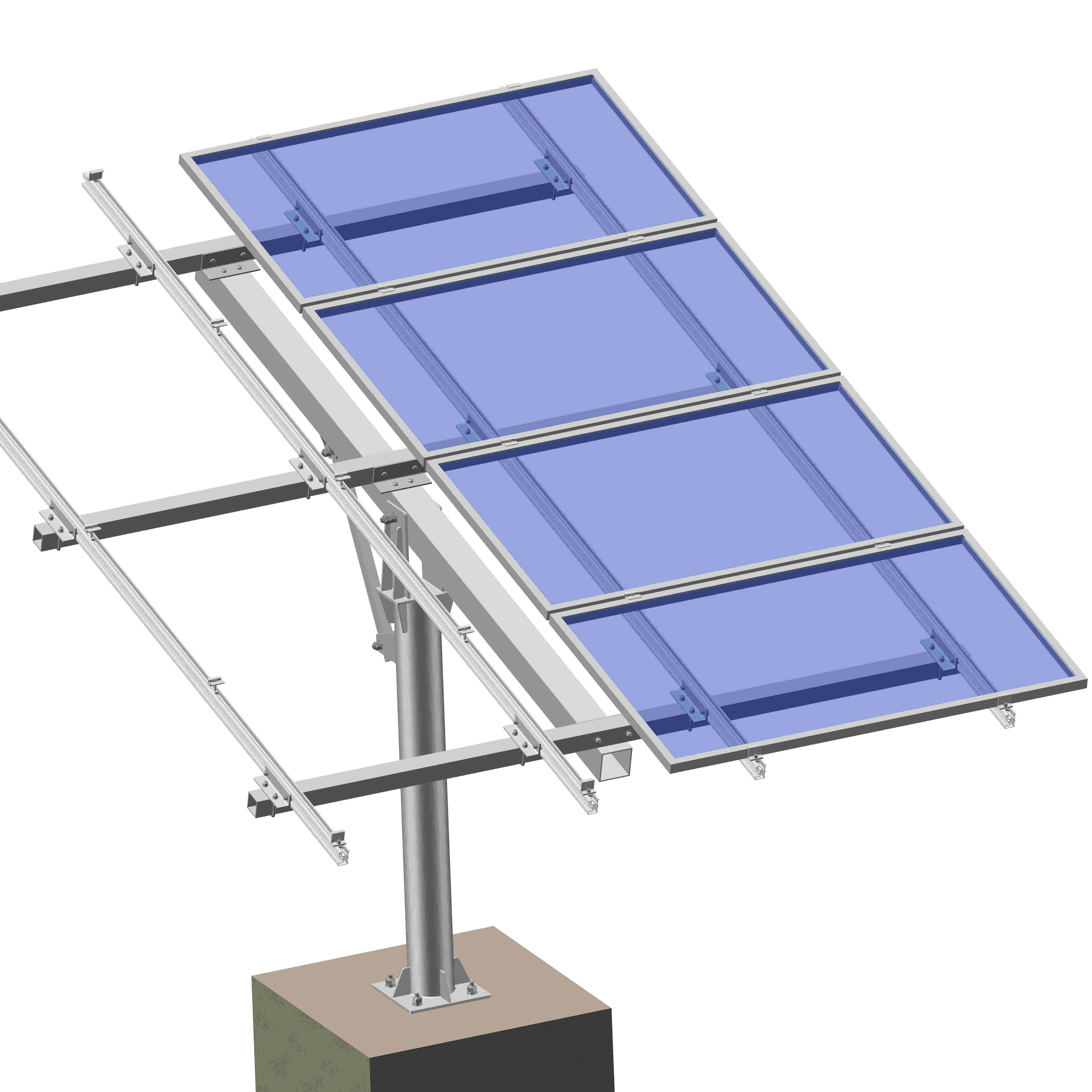 HDG Steel mount solar 8 panels single pole ground racking system