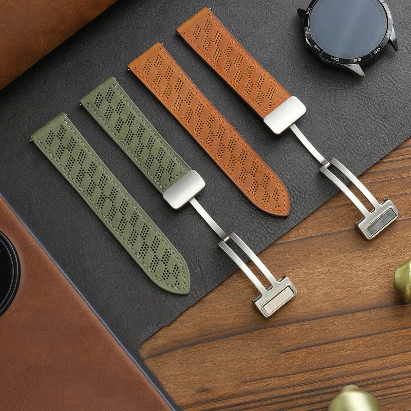 Wholesale new universal adjustable wrist bracelets magnetic buckle leather watch strap for huawei samsung garmin