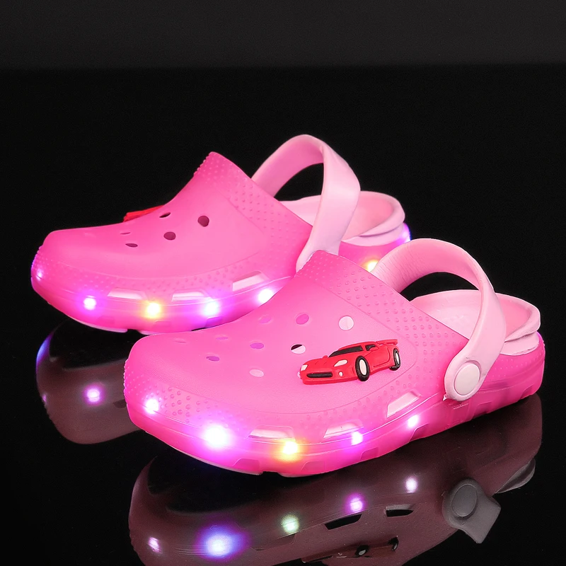 
LED Colorful EVA Children Garden Clogs Amazon Hot Sell Girls Ballet Slippers Kids Sandals Girls Kids Bowling Croc Shoes 