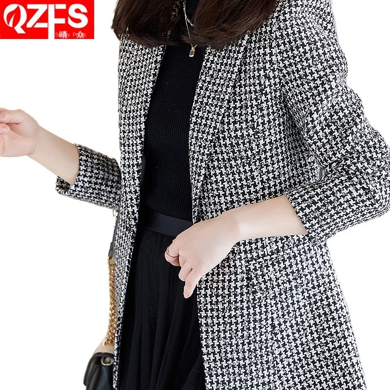 High end woolen suit jacket female autumn and winter 2022 new Slim career brown suit big yards Suit Jacket Women