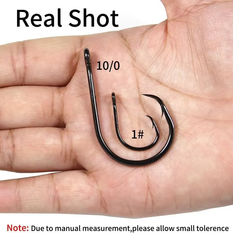 Barbed Ring Eye Carp Offset Fishing Hooks High Carbon Steel Single Jigging Assist Hooks Stream Tuna Catfish