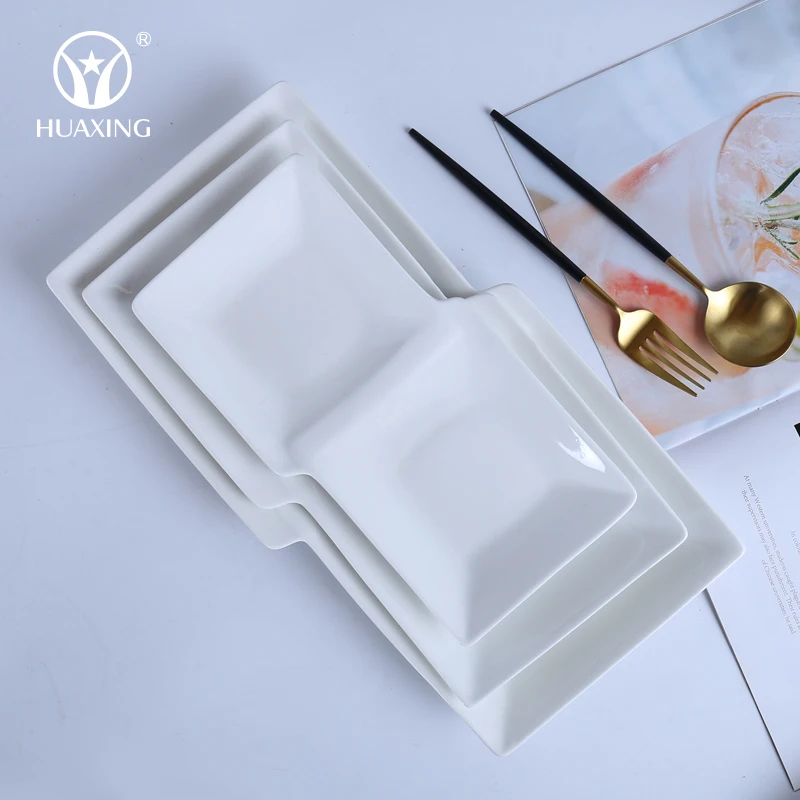 wholesale ceramic plate double dish super white porcelain 2 div dishes dinnerware