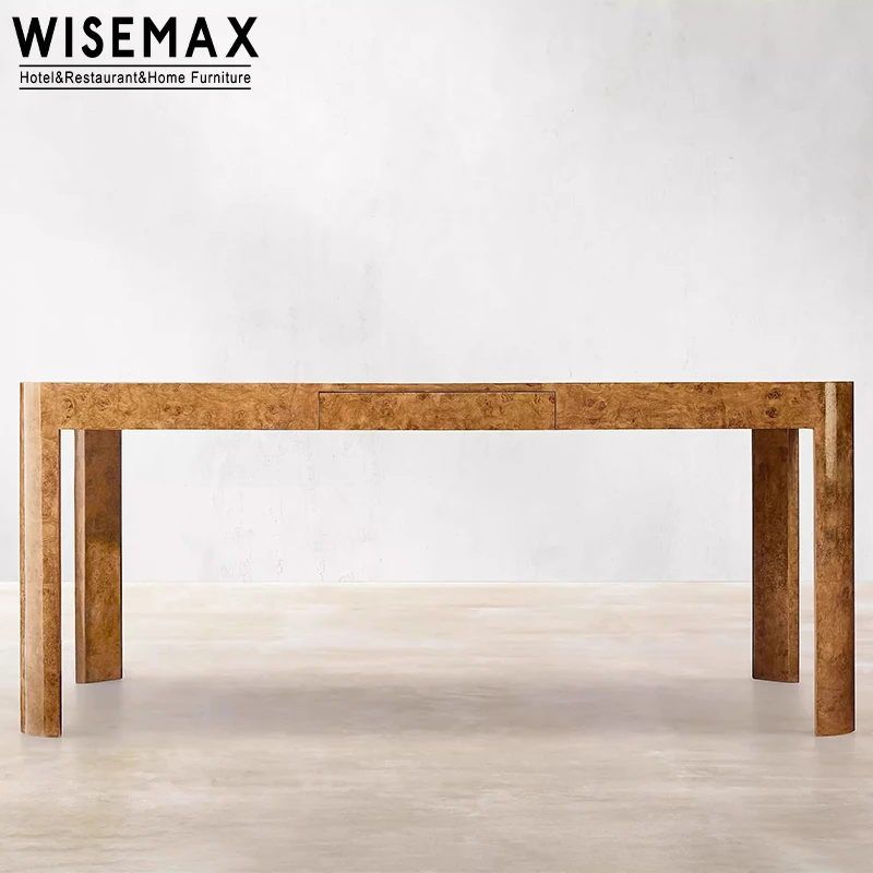 WISEMAX FURNITURE luxury hotel furniture bedroom desk table solid wood furniture burl wood table wooden beds dressing table