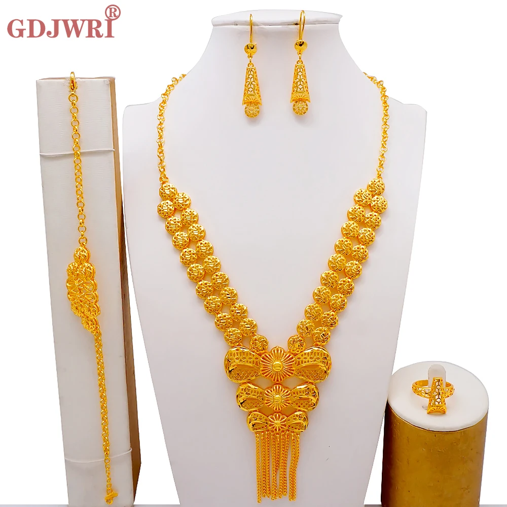 GDJWRI BJW156 Luxury Brass Wedding Fashion Jewelry Set for Woman 18k Real Plated Dubai Africa Necklace Full Sets