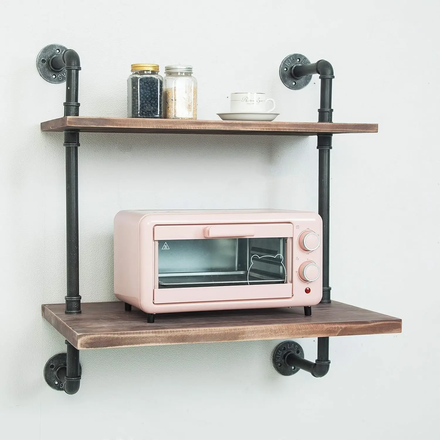 Black Retro Wall Mount Iron Pipe shelf Rack Shelf Stand Storage For Kitchen