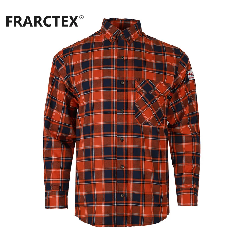 FRNATURTEX Wholesale Safety Work Wear Clothing Fire Resistant FR Cotton Work Plaid Shirt
