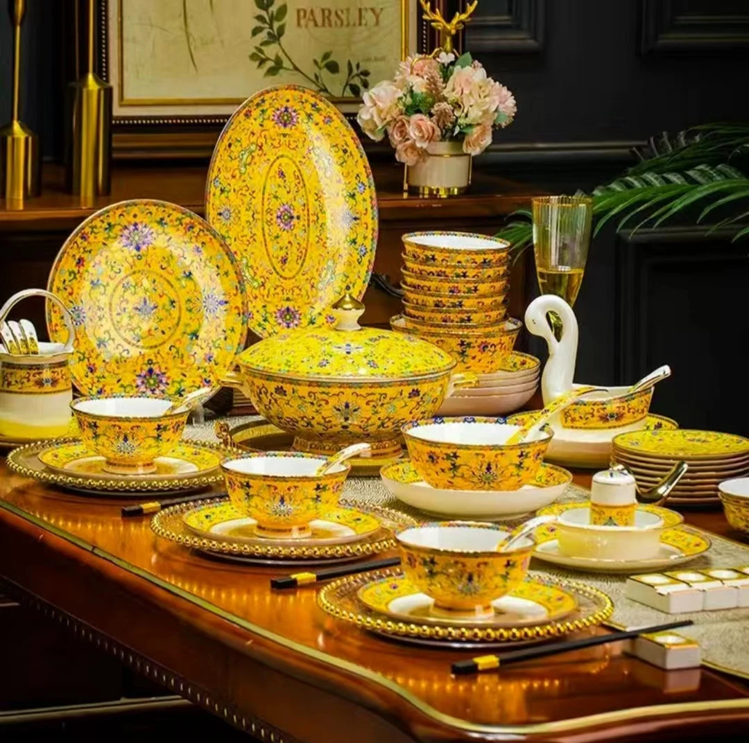 Jingdezhen 56-головая китайская керамическая посуда набор экологически чистых и укомплектованных костюмов в китайском стиле для столовой